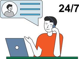 el tipo de servicio al cliente está hablando con el cliente. vector