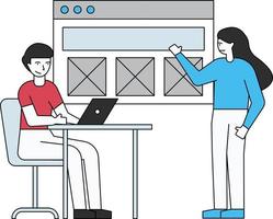 Boy and girl are working on a web page. vector