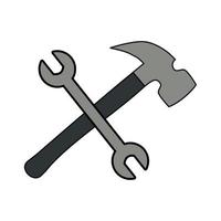 Hammer and wrench vector icon.Isolated on white background.