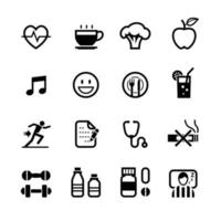 Health and Wellness icons with White Background vector