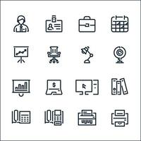 iconos de negocios y oficinas con fondo blanco vector