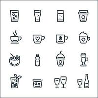 iconos de bebidas e iconos de bebidas con fondo blanco vector