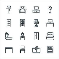 Furniture Icons with White Background