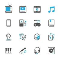 Entertainment and Media Icons with White Background vector