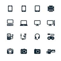 Electronic Devices, Computer, Phone and Camera Icons vector