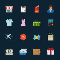 Shopping and Shop Service Icons with Black Background vector