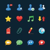 Communication and Social Media Icons with Black Background vector