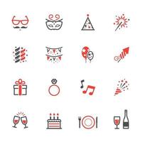 iconos de celebración e iconos de fiesta con fondo blanco vector