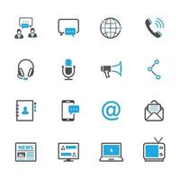 iconos de comunicación y chat con fondo blanco vector