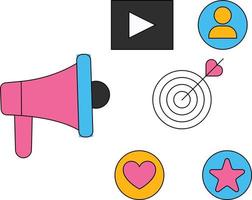 Social media marketing is done through megaphone. vector