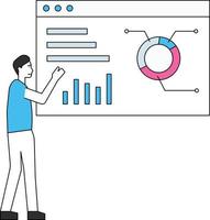 The boy is working on a chart graph. vector
