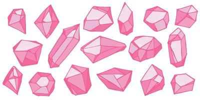 Hand drawn crystals set. Geometric gems diamonds vector illustrations collection. Colorful shard of glass. For geology, jewelry store, decoration, game, web.