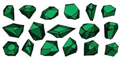 Hand drawn crystals set. Geometric gems diamonds vector illustrations collection. Colorful shard of glass. For geology, jewelry store, decoration, game, web.