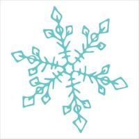 lindo clipart de copo de nieve dibujado a mano. ilustración de garabatos vectoriales. navidad y año nuevo diseño moderno. para impresión, web, diseño, decoración, logotipo.