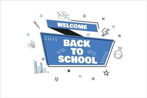 back to school themed banner design in geometric style Free Vector