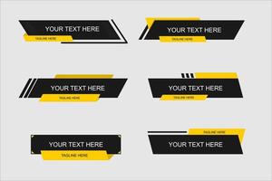 conjunto de diseños de pancartas de descuento con una combinación de colores amarillo y negro en un estilo geométrico vector