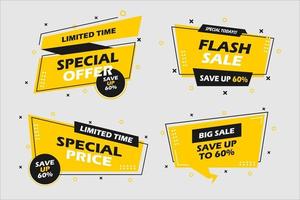 collection of discount banner designs with a combination of yellow and black colors in a geometric style vector