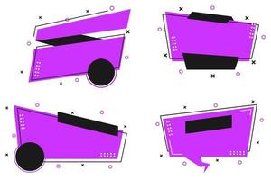 colección de diseños de banners de descuento con una combinación de colores morado y negro en un estilo geométrico vector