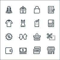 iconos de compras con fondo blanco vector