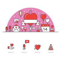 Valentine's Day banner and icons with White Background vector