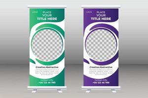 diseño de banner enrollable para negocios creativos, plantilla de banner x moderna con banner publicitario vector