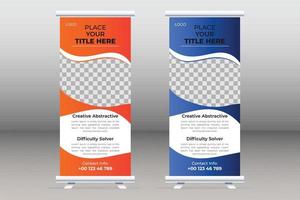 banner de soporte enrollable de negocios y diseño de banner de volante de folleto elegante y plantilla de presentación de información vector