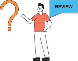 The boy is asking for a review. vector