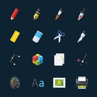 Graphic Design and Art Icons with Black Background vector
