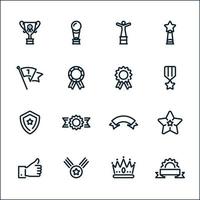 iconos de trofeos, premios y premios con fondo blanco vector