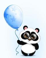panda con globo azul vector