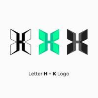 diseño de logotipo de empresa, logotipo de hk, h, k, logotipo de cristal, plantilla de logotipo de letra h y k, bienes raíces, empresa de construcción vector