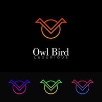 Owl Bird Logo, letter V and O logo, owl logo in simple line style, luxury owl logo, brand identity bird symbol vector