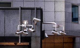 CCTV Closed circuit television security camera video system for safety and protect crime in the city. CCTV electronic security system. Police equipment. Video surveillance camera technology. photo