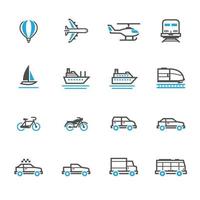 iconos de transporte y vehículos con fondo blanco vector