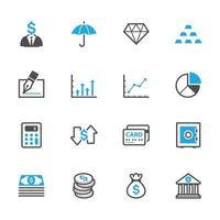 iconos de negocios y finanzas con fondo blanco vector