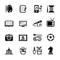 Hobbies and Activity Icons with White Background