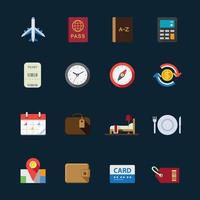 Travel Icons for application with Black Background vector