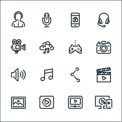 Multimedia icons with White Background