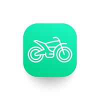 offroad bike line icon on green shape vector