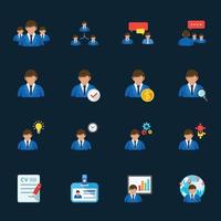 Management and Human Resource Icons with Black Background