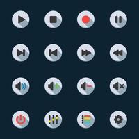 Media Player and Music Icons with Black Background vector
