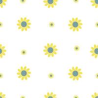 Floral seamless pattern. decorative yellow flower on white background. Vector illustration. Botanical simple pattern with sunflowers for decoration, design, packaging, wallpaper, textile and paper