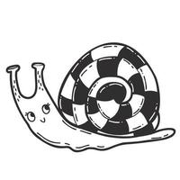 beautiful decorative Cute snail. Linear hand drawing. Vector illustration. Funny animal clam - snail character.