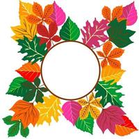 Autumnal frame. Wreath of autumn leaves. Background with hand drawn autumn leaves. Fall of the leaves. Sketch, design elements. Vector illustration.