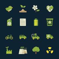 Ecology and Environment icons with Black Background vector