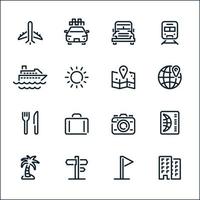 iconos de viajes y vacaciones con fondo blanco vector