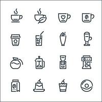 iconos de cafetería con fondo blanco vector