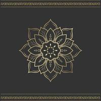 gold Mandala with vintage floral style, Vector mandala Oriental pattern,