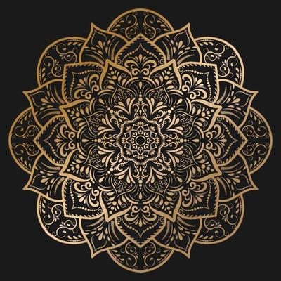 gold Mandala with vintage floral style, Vector mandala Oriental pattern,