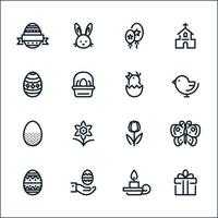 iconos de pascua con fondo blanco vector